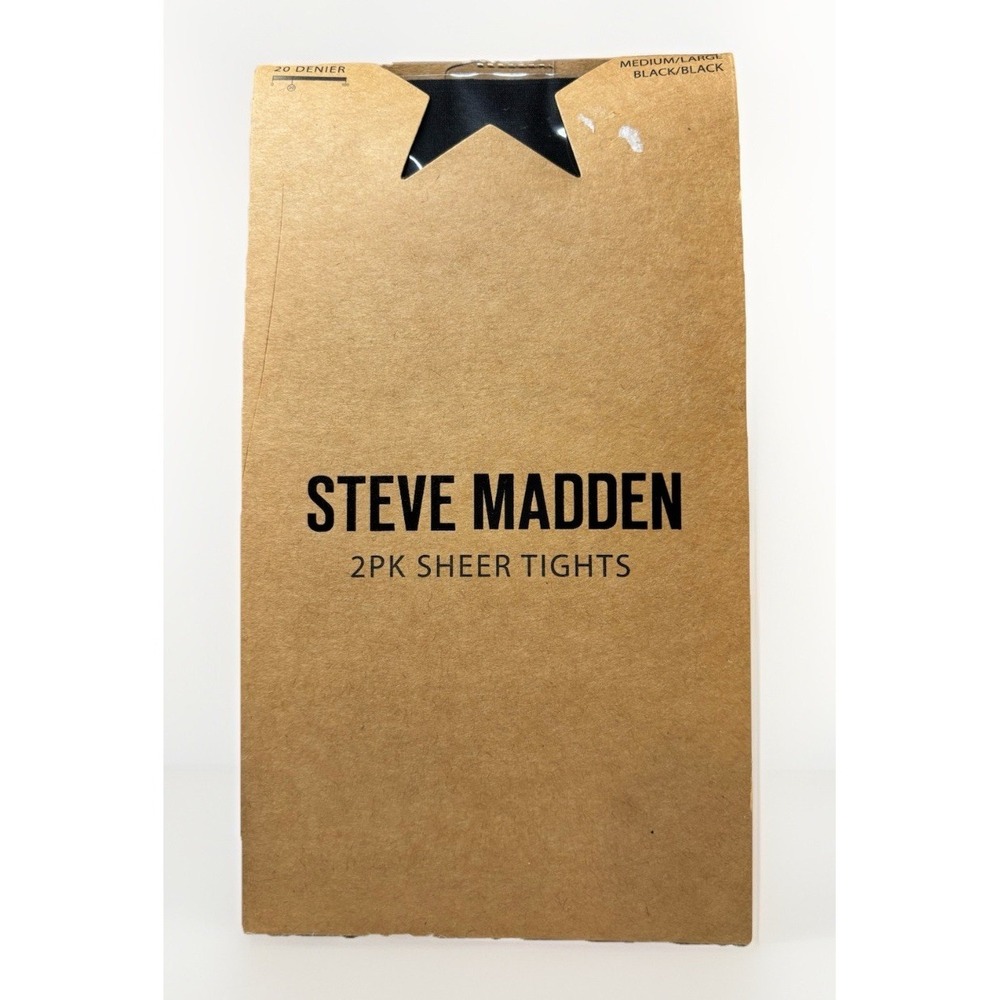 Steve Madden Womens Black 2-pack Medium/ Large Sheer Tights 20 Denier